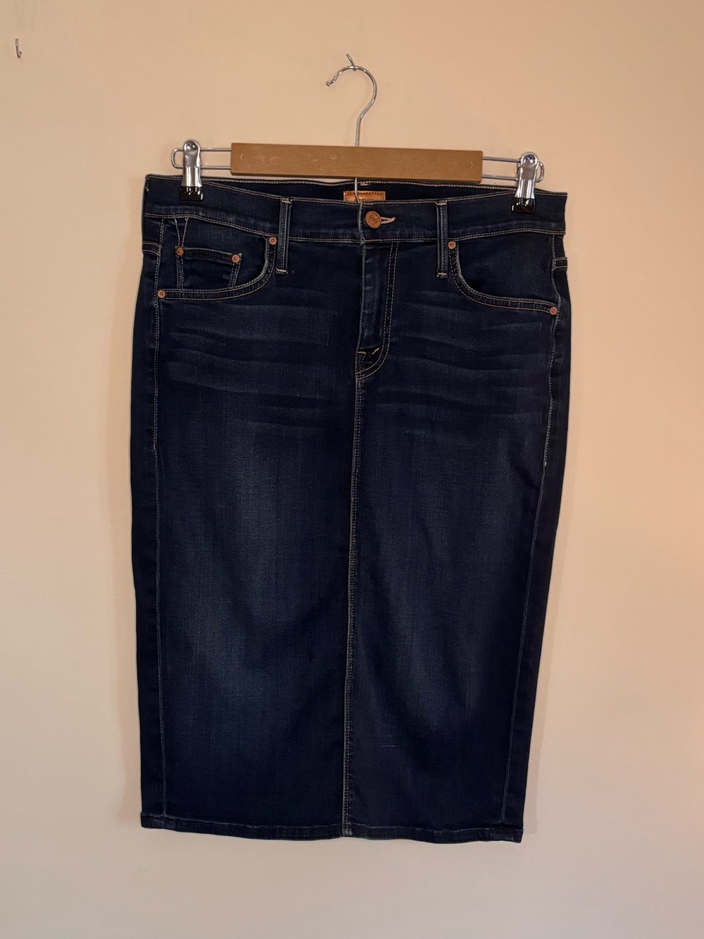 Mother The Peg Slit Midi Skirt Women’s Size 29 Blue Denim Jean Skirt